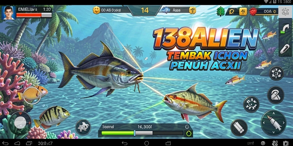 Tampilan gameplay seru 138ALIEN dengan aksi menembak ikan.