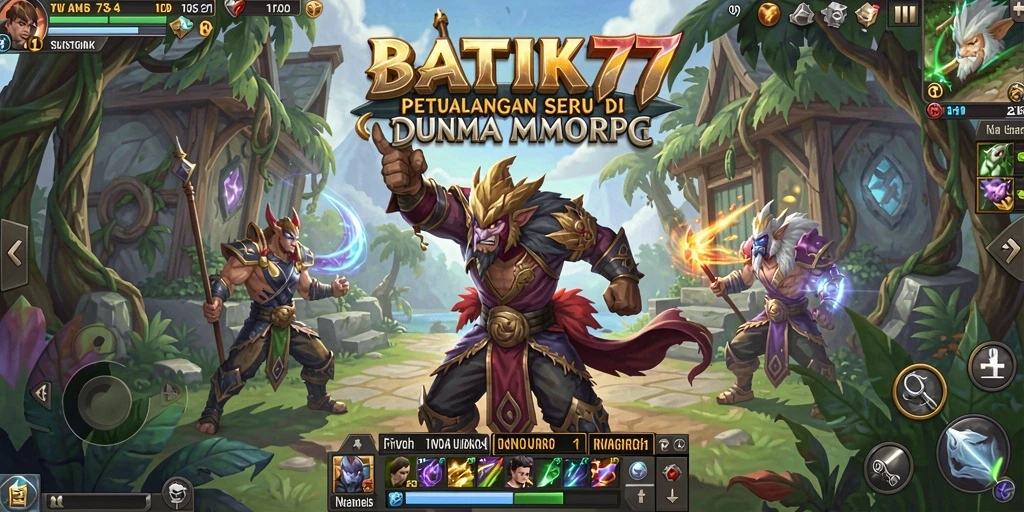 Tampilan dinamis gameplay <strong>BATIK77</strong> yang menampilkan aksi pertempuran yang menegangkan.
