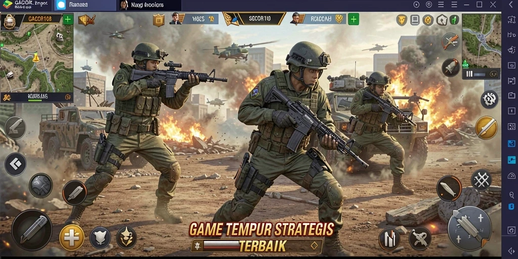 Screenshot gameplay GACOR108 yang menampilkan aksi pertempuran yang intens.