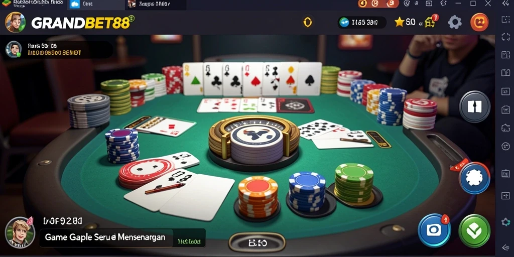 Tampilan gameplay seru di game Gaple GRANDBET88.