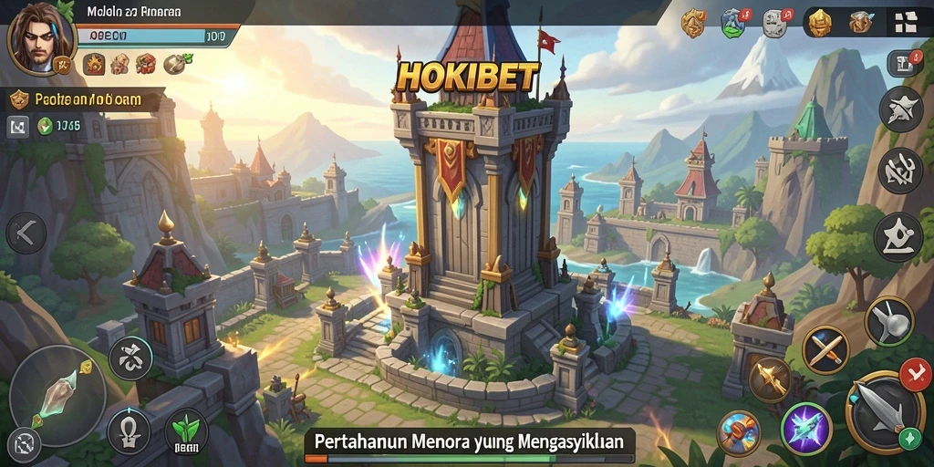 Tampilan gameplay seru di HOKIBET dengan strategi menara.