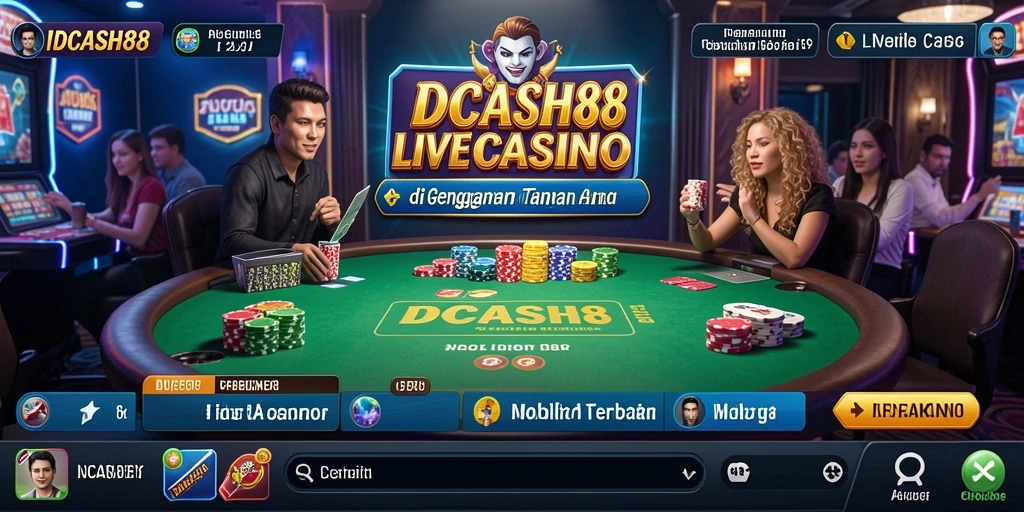 Screenshot gameplay IDCASH88 dengan dealer profesional dan permainan live.