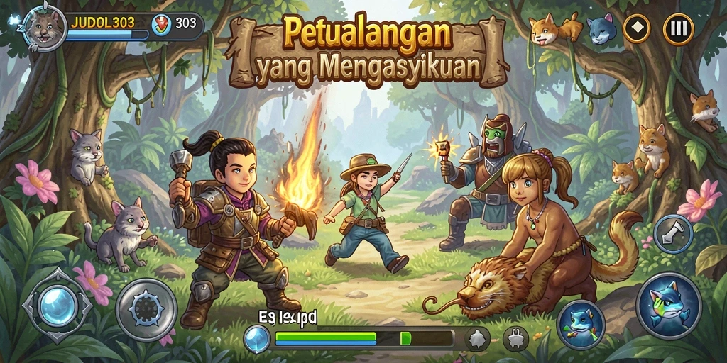 Screenshot JUDOL303 menampilkan aksi penuh petualangan di alam liar.