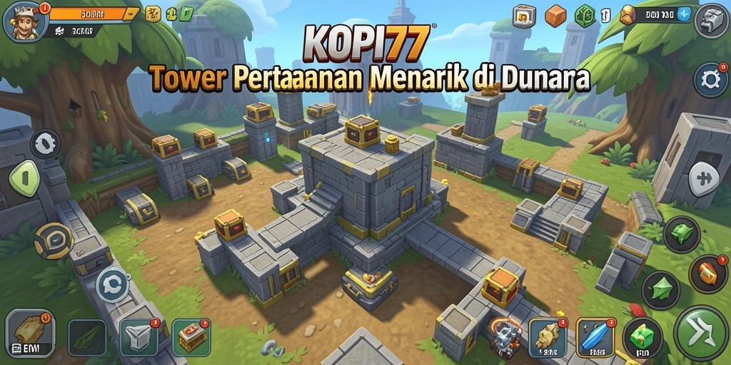 Screenshot gameplay KOPI77 menampilkan aksi Tower Defense yang mendebarkan.