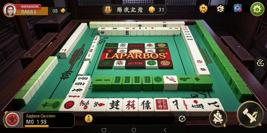 Screenshot LAPARBOS menampilkan gameplay Mahjong yang seru dan menantang.