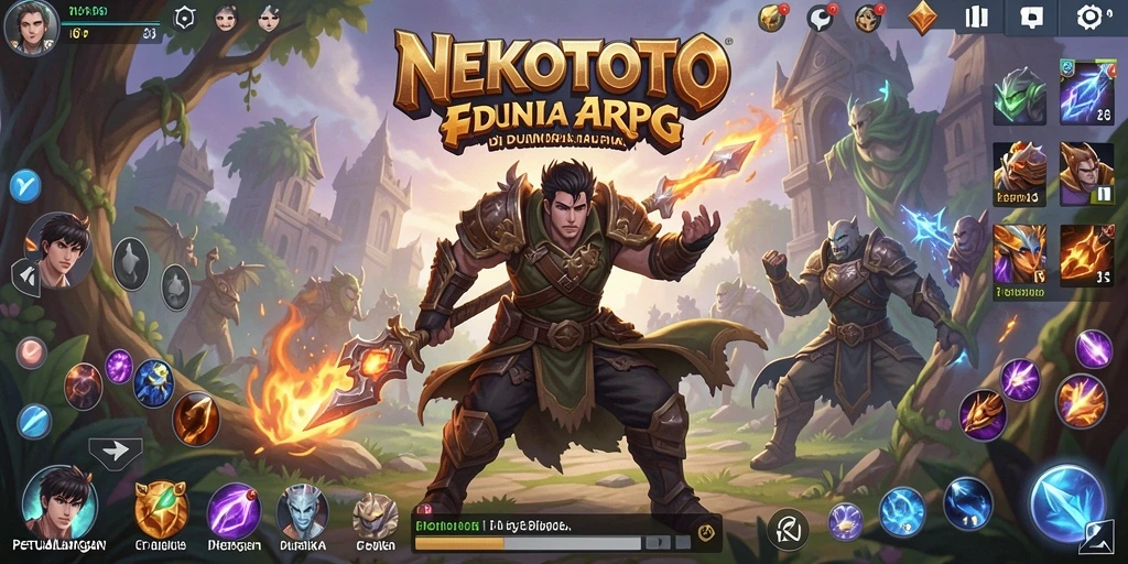 Tangkapan layar menunjukkan pertempuran epik dalam NEKOTOTO.