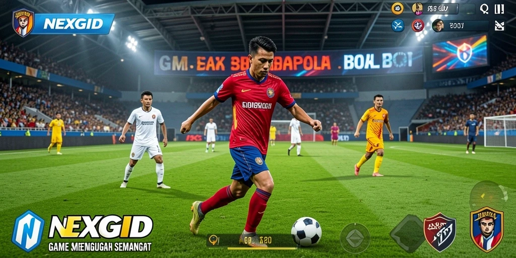 Gameplay seru NEXGID dengan aksi sepak bola yang mendebarkan.