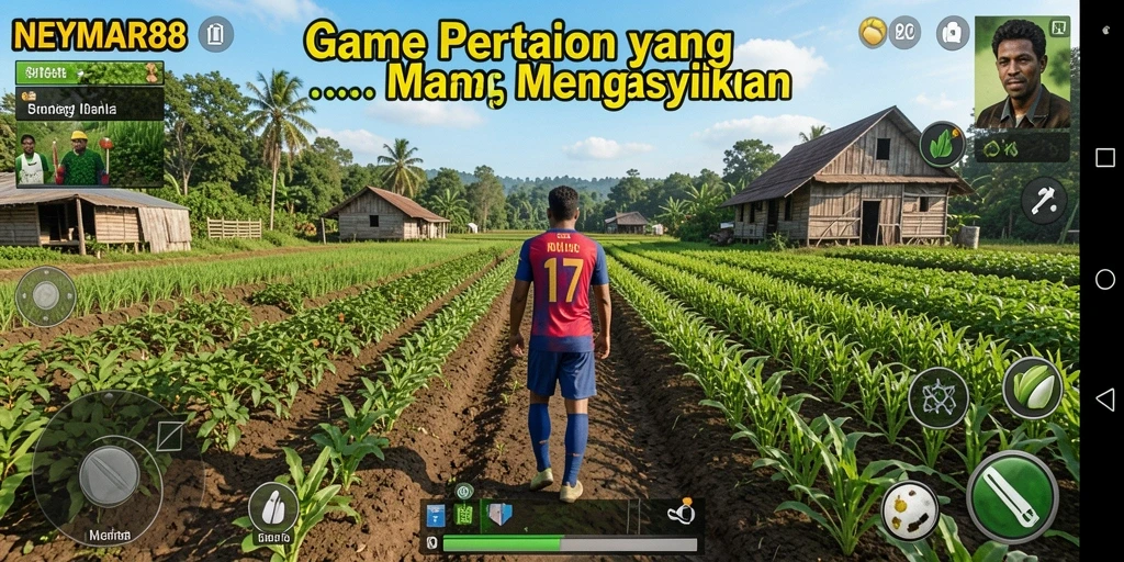 Tampak layar gameplay <strong>NEYMAR88</strong> dengan aktivitas bertani yang menyenangkan.