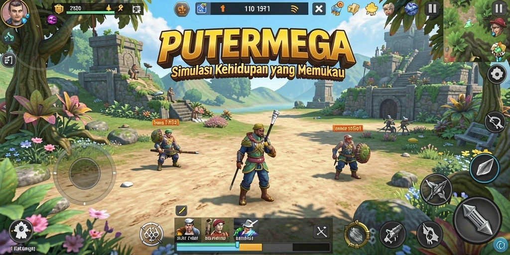 Tangkapan layar dari gameplay PUTERMEGA menunjukkan interaksi karakter yang dinamis.