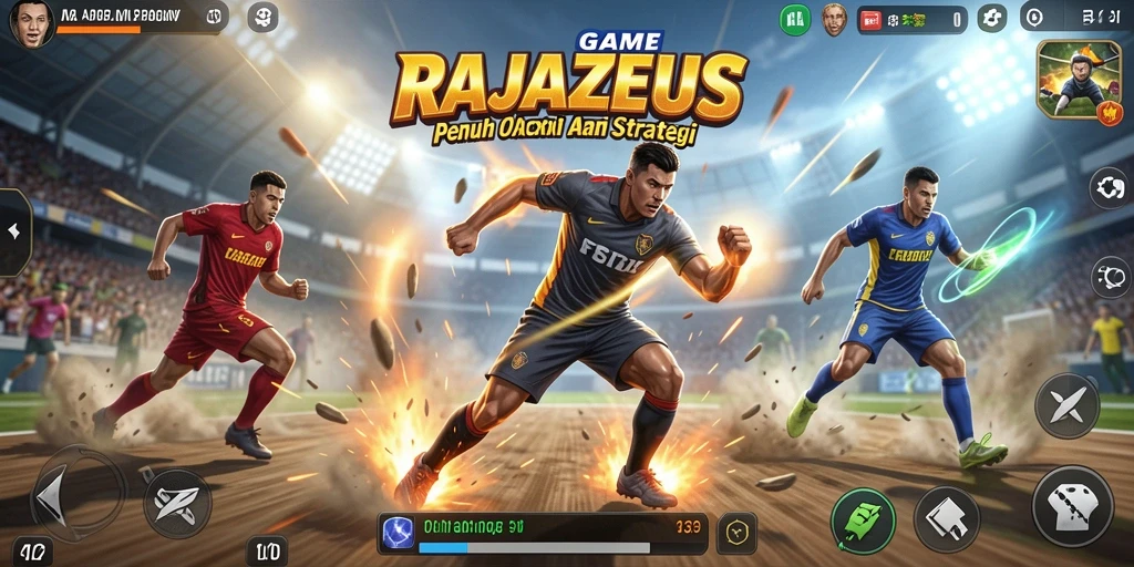 Tampilan mendebarkan dari gameplay RAJAZEUS di arena olahraga.
