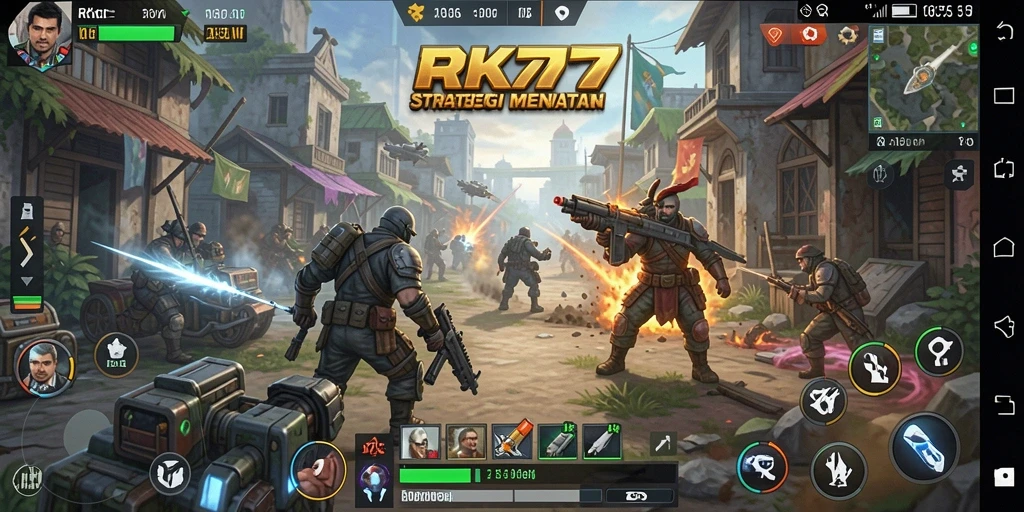 Screenshot gameplay RK77 yang menampilkan strategi pertempuran yang intens.