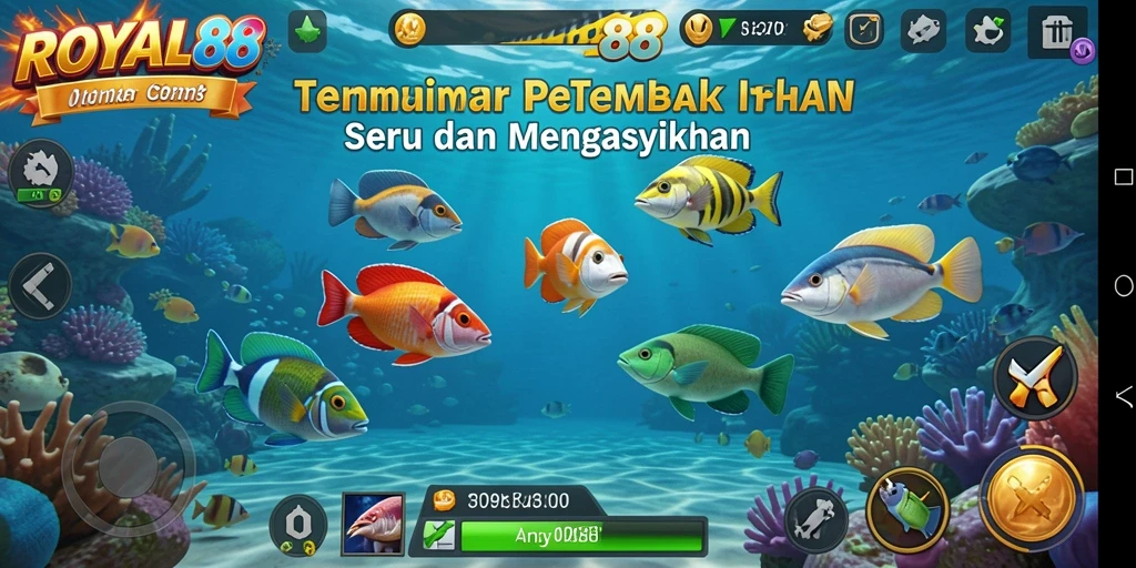 Tangkapan layar gameplay ROYAL88 menampilkan suasana seru saat menembak ikan.