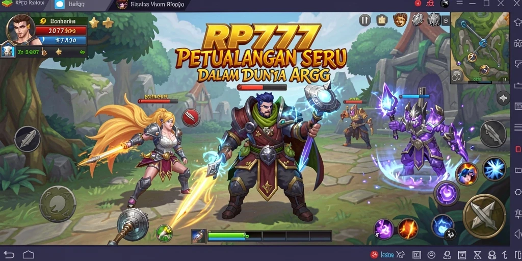 Screenshot gameplay RP777 yang menunjukkan pertarungan epik ARPG.