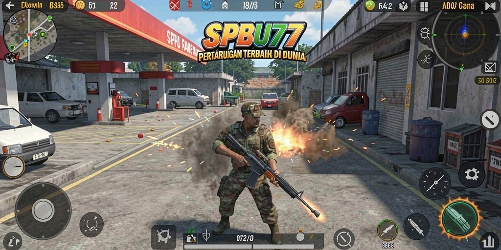 Tampilan aksi seru di SPBU77 saat karakter bertarung.