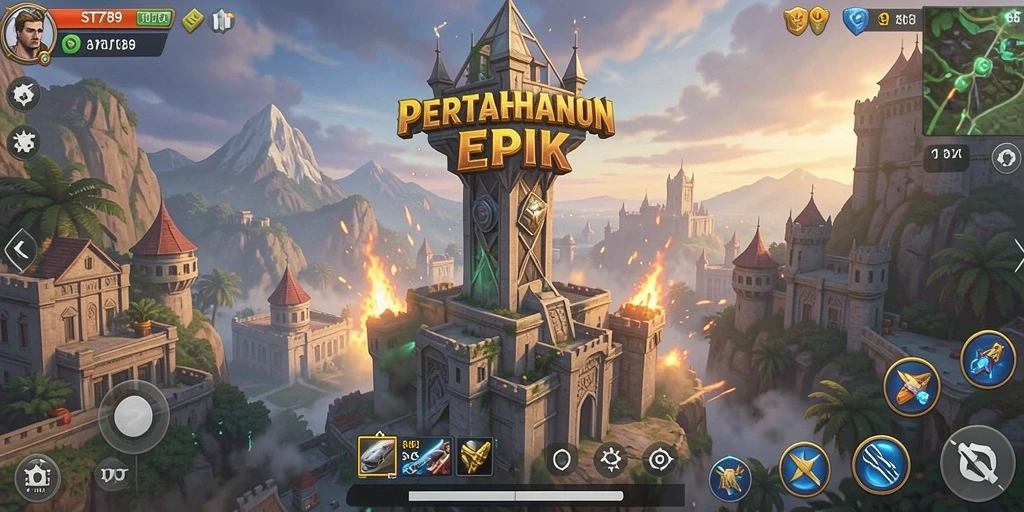 Screenshot gameplay ST789 menampilkan aksi strategis dalam Tower Defense.