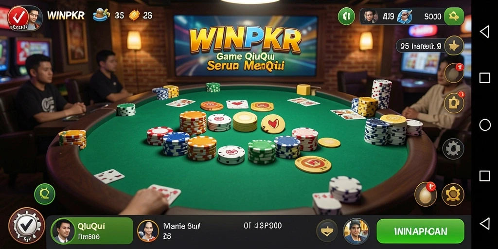 Screenshot gameplay QiuQiu di WINPKR yang menunjukkan suasana kompetitif.