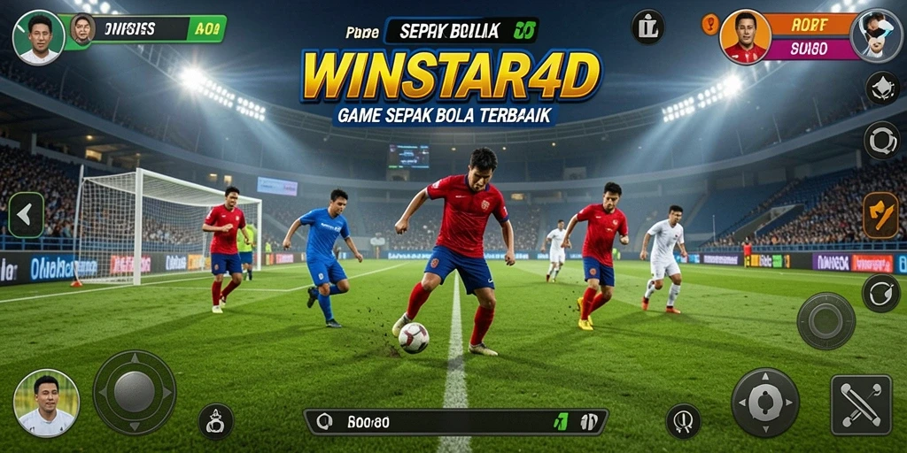 Tampilan menyenangkan dari gameplay <strong>WINSTAR4D</strong> saat pertandingan sepak bola.