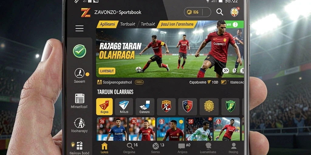 Screenshot gameplay ZAVONZO menampilkan fitur taruhan olahraga yang interaktif.